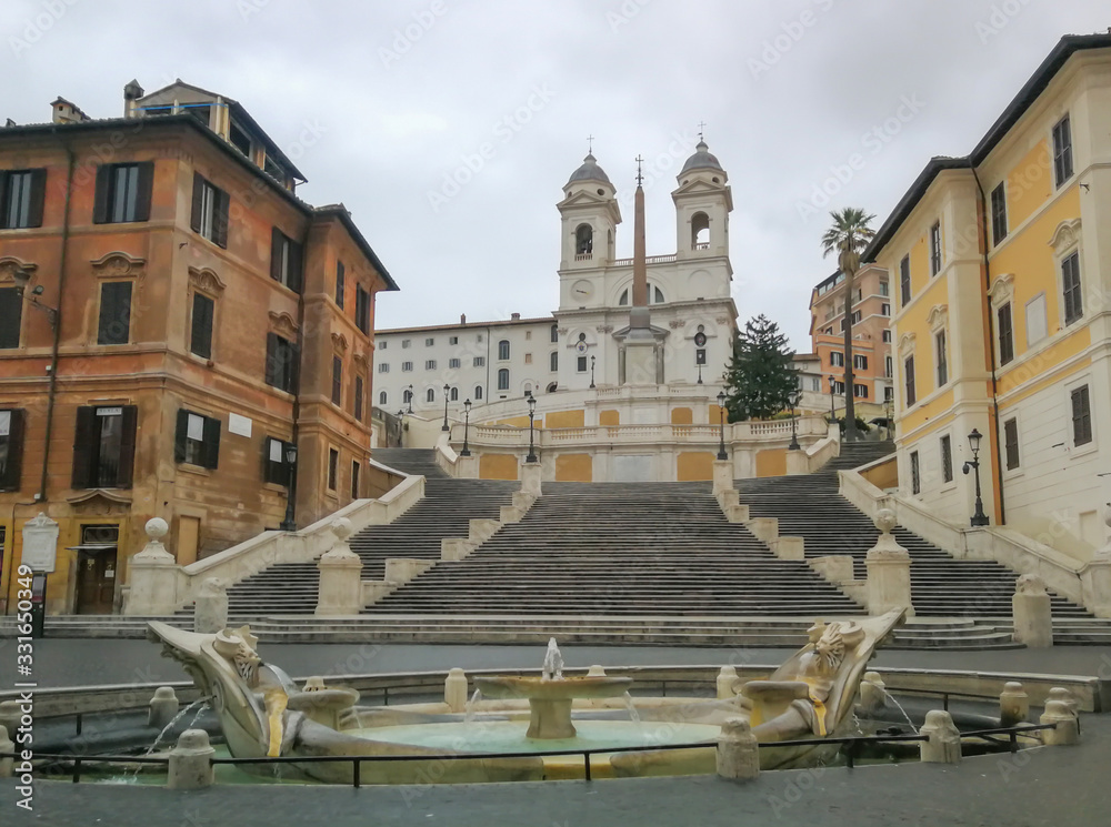 Following the coronavirus outbreak, the italian Government has decided for a massive curfew, leaving even the Old Town, usually crowded, completely deserted. Here in particular the Spanish Steps