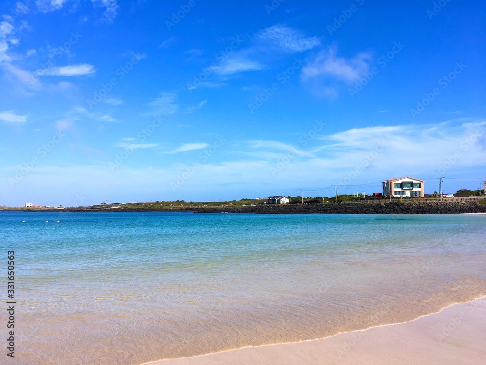 Korea Jeju Beach sea view clean water sunshine wave Korea Jeju Beach sea view clean water sunshine wave