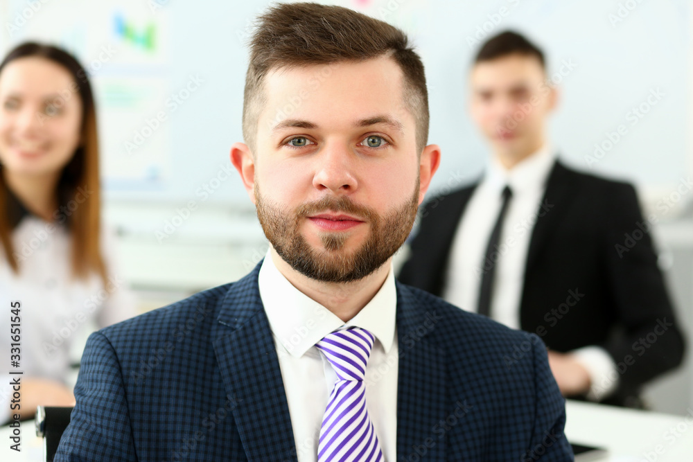 Handsome man in suit and tie look in camera on chest background. White collar dress code modern office lifestyle graduate college study profession idea coach train concept Handsome man in suit and tie look in camera on chest background. White collar dress code modern office lifestyle graduate college study profession idea coach train concept