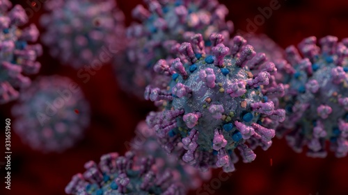 Coronavirus ( Covid-19 ) floating in Bloodstream , Medical 3D Visualisation