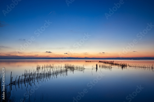 Winter sunset in the albufera de Valencia  Spain