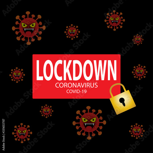 Coronavirus lockdown symbol. Global pandemic health warning concept.
