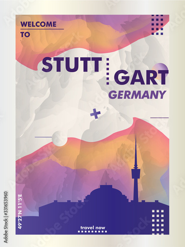 Germany Stuttgart skyline city gradient vector poster