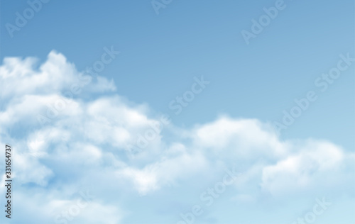 Fototapeta Naklejka Na Ścianę i Meble -  Transparent different clouds isolated on blue background. Real transparency effect. Vector illustration