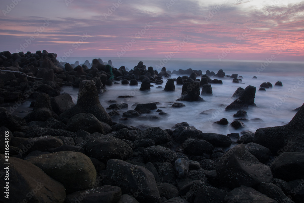 Fototapeta premium Beautiful glagah beach in the afternoon, Kulon Progo district, Special Region of Yogyakarta - photo of the view of the coast of Indonesia