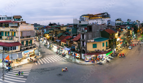 Old town of Hanoi at Dong Kinh Nghia Thuc square by Hoan Kiem lake, center of Hanoi photo
