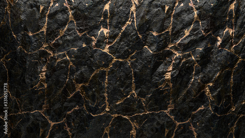 Minimalist black stone with golden vein