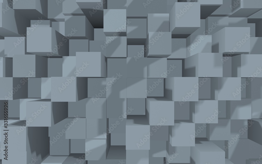 Abstract gray elegant cube geometric background. Chaotically advanced rectangular bars. 3D Rendering, 3D illustration Abstract gray elegant cube geometric background. Chaotically advanced rectangular bars. 3D Rendering, 3D illustration