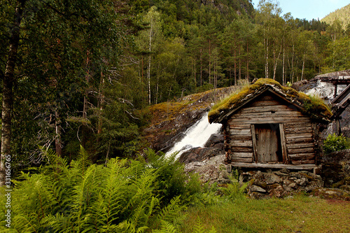 Wallpaper Mural Very old watermills with grassy roofs in Norway