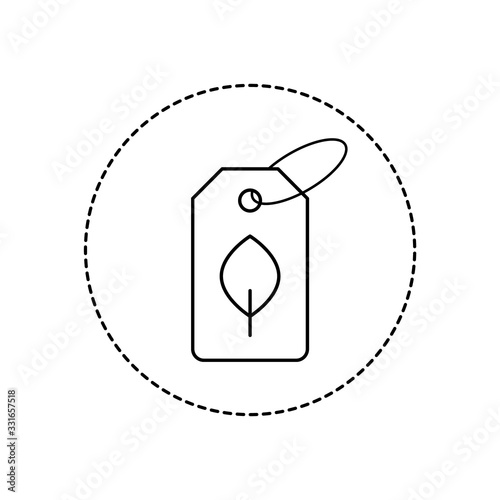 Clothing label with the leaf. Symbol for environmental friendly and ethical textile industry. Natural materials and sustainable fashion. Eco friendly product. Vector illustration, clip art, flat style