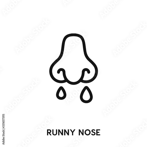 Runny nose icon vector. Runny nose icon vector symbol illustration. Modern simple vector icon for your design. Runny nose icon vector	