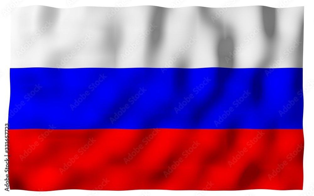 Fototapeta premium Waving flag of the Russian Federation. The National. State symbol of the Russia. 3D illustration