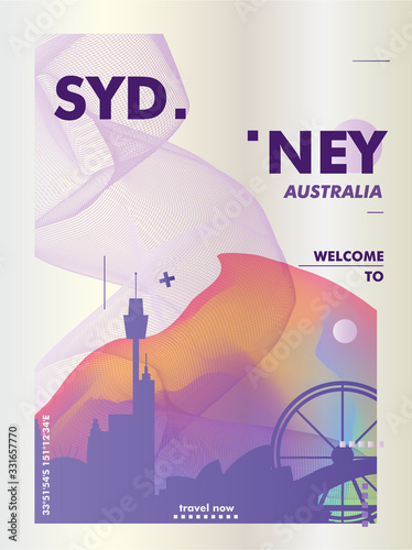 Australia Sydney skyline city gradient vector poster