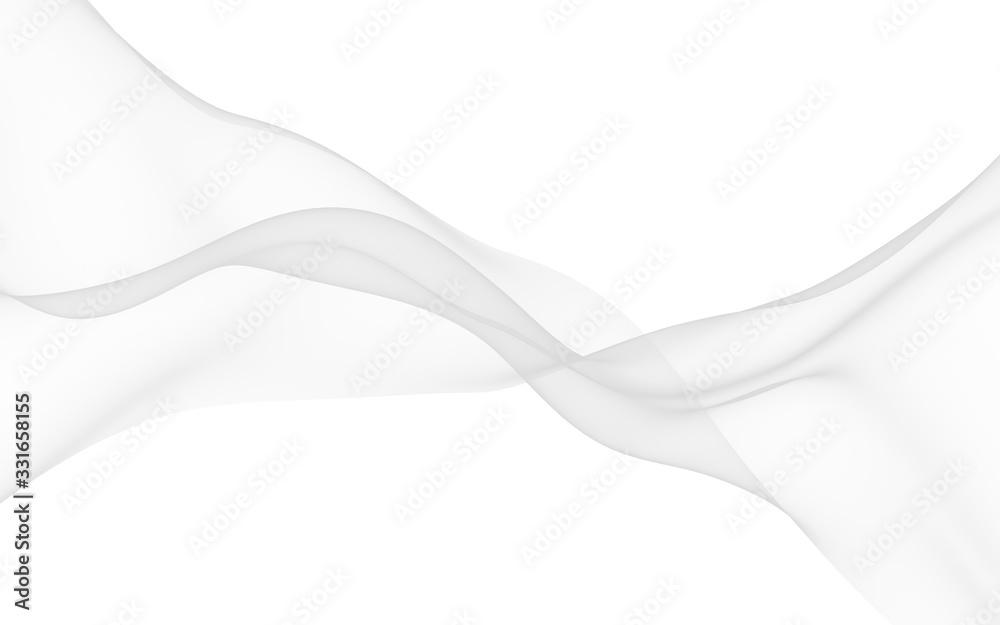White abstract background. Fluttering white scarf. Waving on wind white fabric. 3D illustration White abstract background. Fluttering white scarf. Waving on wind white fabric. 3D illustration