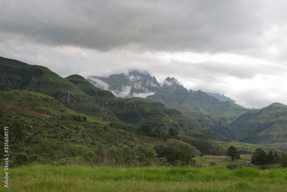 Cloudy skies over Drakensberg mountains