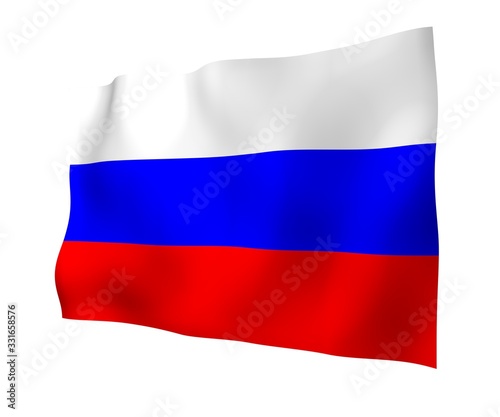 Waving flag of the Russian Federation. The National. State symbol of the Russia. 3D illustration