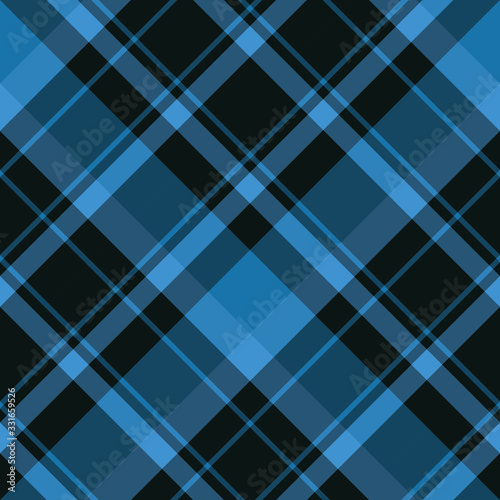Seamless pattern in great cozy black and dark blue colors for plaid, fabric, textile, clothes, tablecloth and other things. Vector image. 2