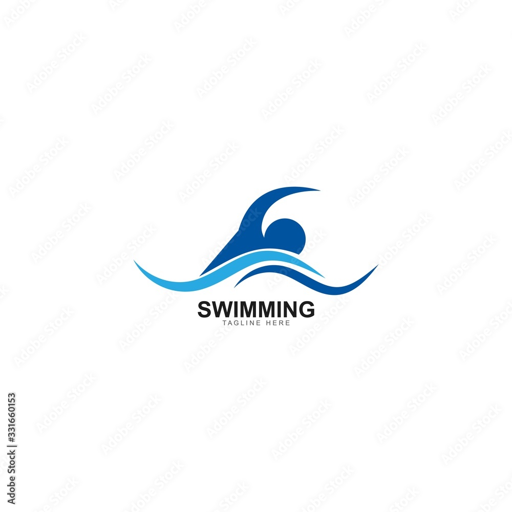 swimming logo vector icon illustration