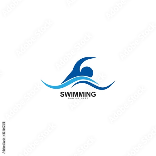 swimming logo vector icon illustration