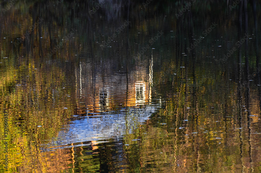 reflection in the water, autumn landscape