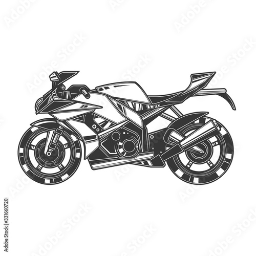 Original outline illustration. The fastest motorcycle. Superbike.