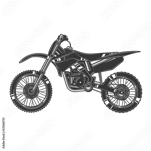 Original outline illustration. Motorcycle for motocross.