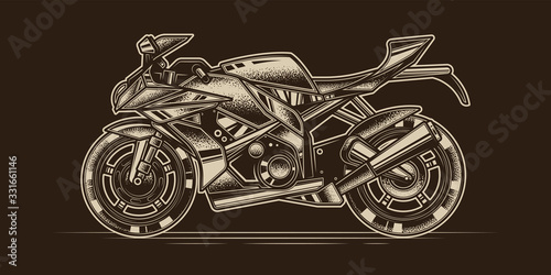 Original monochrome vector banner The fastest motorcycle. Superbike.
