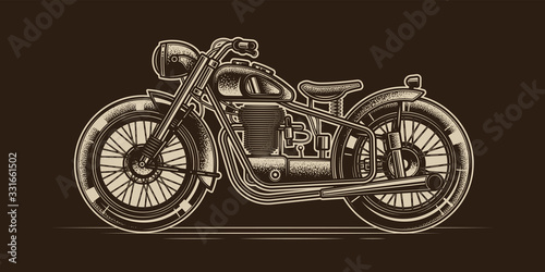 Original monochrome vector banner American motorcycle custom made.