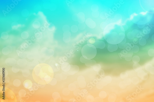 Summer Holiday Concept: Abstract Blurred Light Beach with Autumn Sky Sky Background