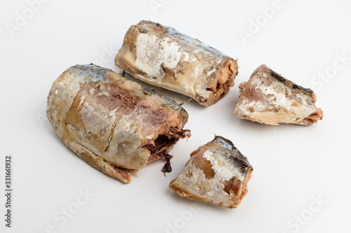 Mackerel. Sliced ​​mackerel. Canned mackerel