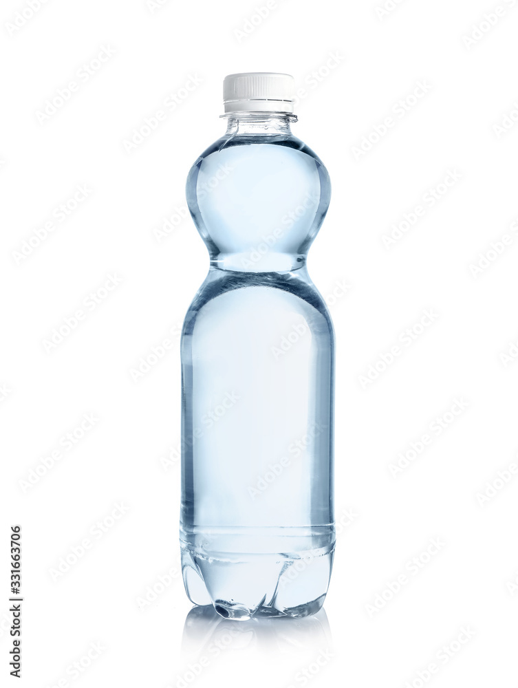 Plastic water bottle isolated on white background