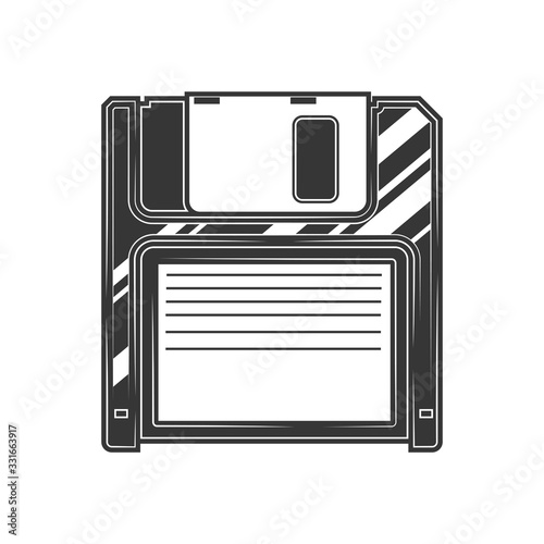 Original outline illustration. Removable media. Floppy.