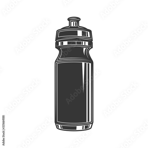Original outline illustration. Sports water bottle in vintage style.