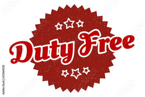 duty free sign. duty free round vintage retro label. duty free