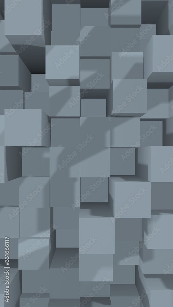 Abstract gray elegant cube geometric background. Chaotically advanced rectangular bars. 3D Rendering, 3D illustration Abstract gray elegant cube geometric background. Chaotically advanced rectangular bars. 3D Rendering, 3D illustration