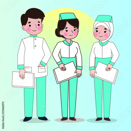 Nurse Character standing with papper notes