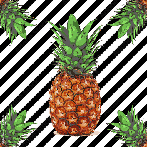 pineapple summer fruit vector