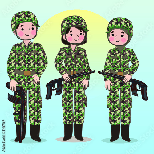 Smile Army Character standing with weapon