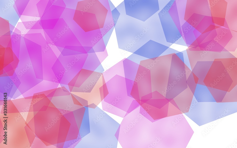 Multicolored translucent hexagons on white background. Red tones. 3D illustration Multicolored translucent hexagons on white background. Red tones. 3D illustration