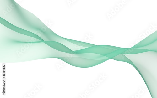 Abstract wave. Scarf. Bright ribbon on white background. Abstract smoke. Raster air background. 3D illustration