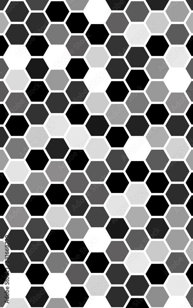 White honeycomb with a gradient color. Isometric geometry. 3D illustration White honeycomb with a gradient color. Isometric geometry. 3D illustration