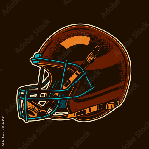 Original vector illustration. American football helmet in retro style.