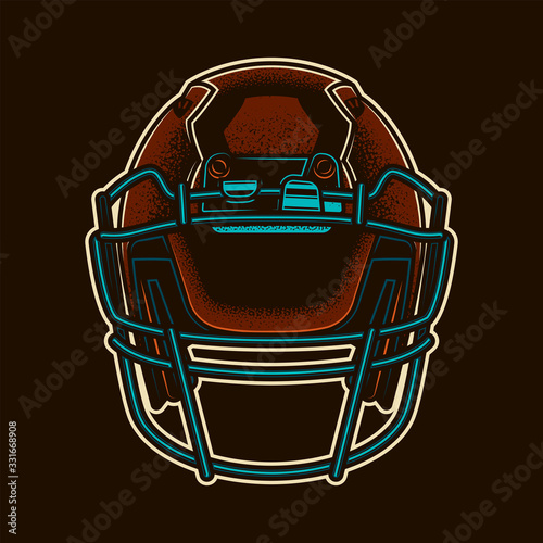 Original vector illustration. American football helmet in retro style.