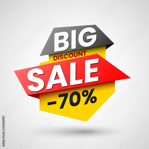 Big sale banner with shadow. Vector illustration.
