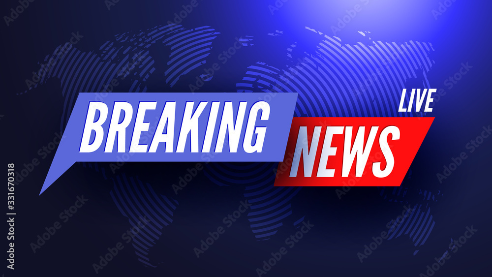 Fotografie Breaking news banner on world map background