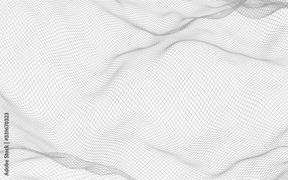 Abstract landscape on a white background. Cyberspace grid. hi tech network. 3d illustration Abstract landscape on a white background. Cyberspace grid. hi tech network. 3d illustration