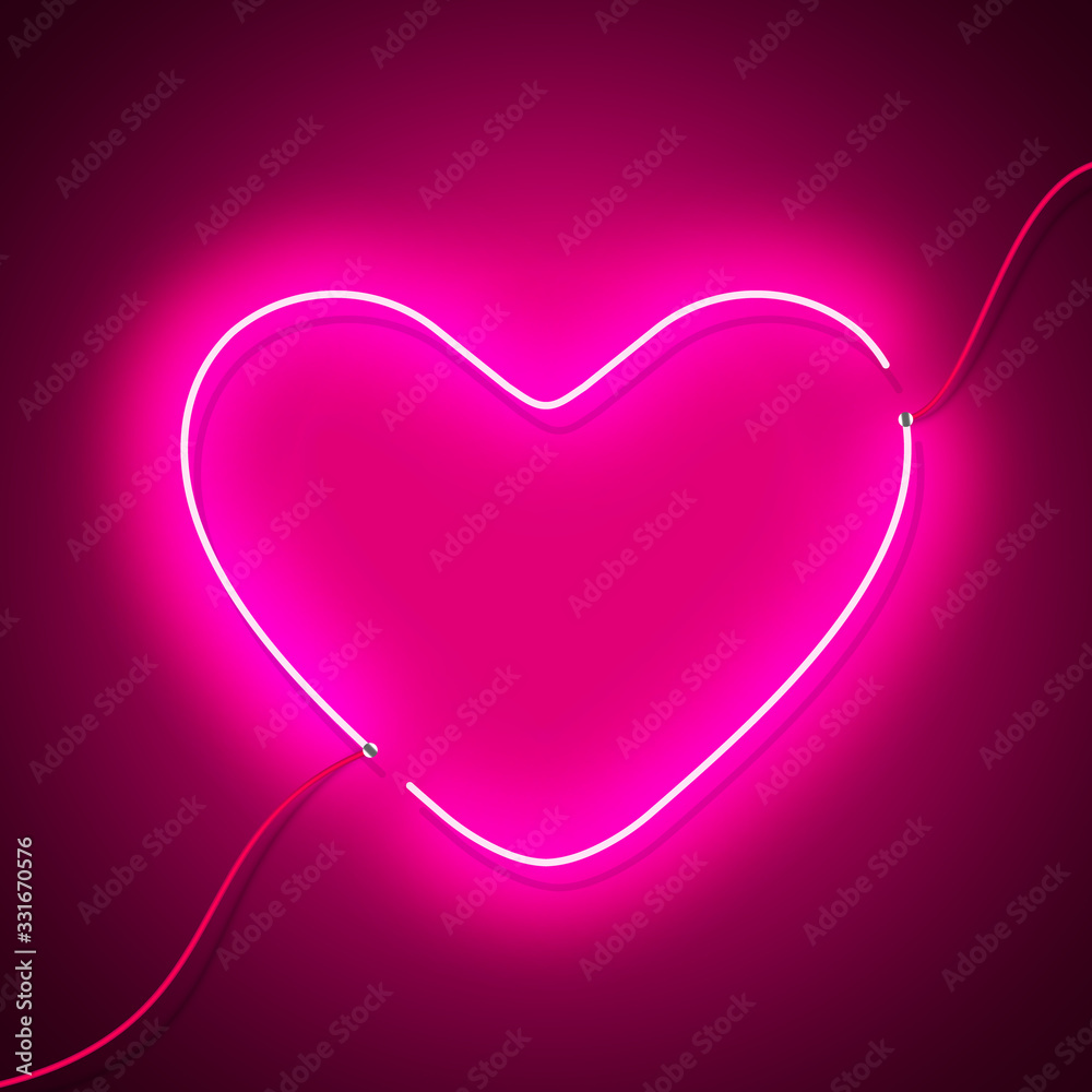 Love heart neon banner. Vector illustration. Love heart neon banner. Vector illustration.