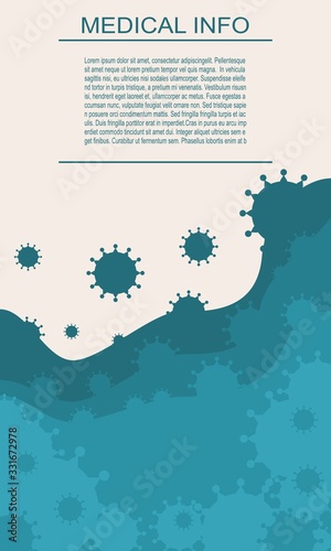 Brochure, report or flyer design background. Medical industry, biotechnology and biochemistry. Scientific medical designs. Virus diseases conceptual illustration.