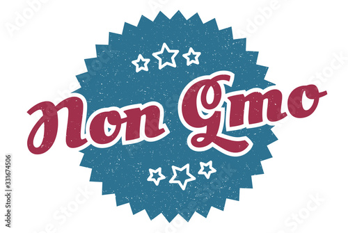non gmo sign. non gmo round vintage retro label. non gmo