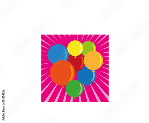 Illustration of colorful balloons with effect background